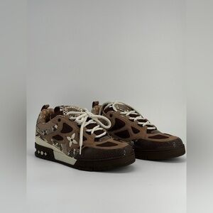 Louis Vuitton Skate Sneaker Brown Leather Shoes Size 11
